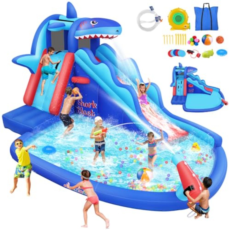 Kids Outdoor House - Aufblasbare Wasserrutsche mit Hüpfburg für Kinder