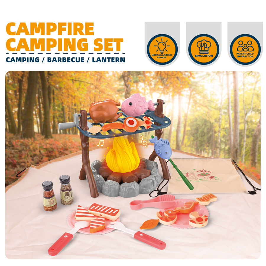 Kids Outdoor House - Kinder-Campingzelt-Set Baby-Spielplatz Miniatur-Lebensmittel Kinderzelt Haus Innen-