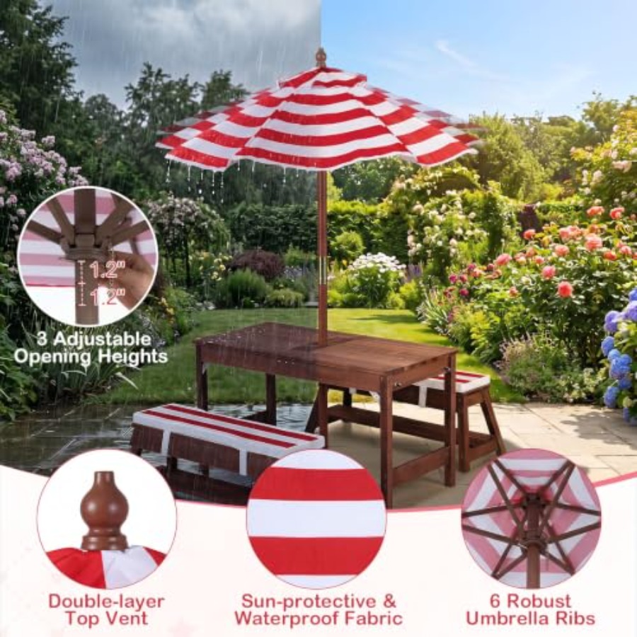 Kids Outdoor Table - Outdoor-Kinder-Picknicktisch für Terrasse und Garten, aus