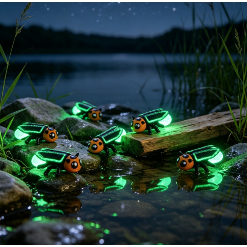 Kids Outdoor Easter Gifts - 6 Stück 3D-gedruckte leuchtende Glow-in-the-Dark-Glühwürmchen-Ornamente, bunte