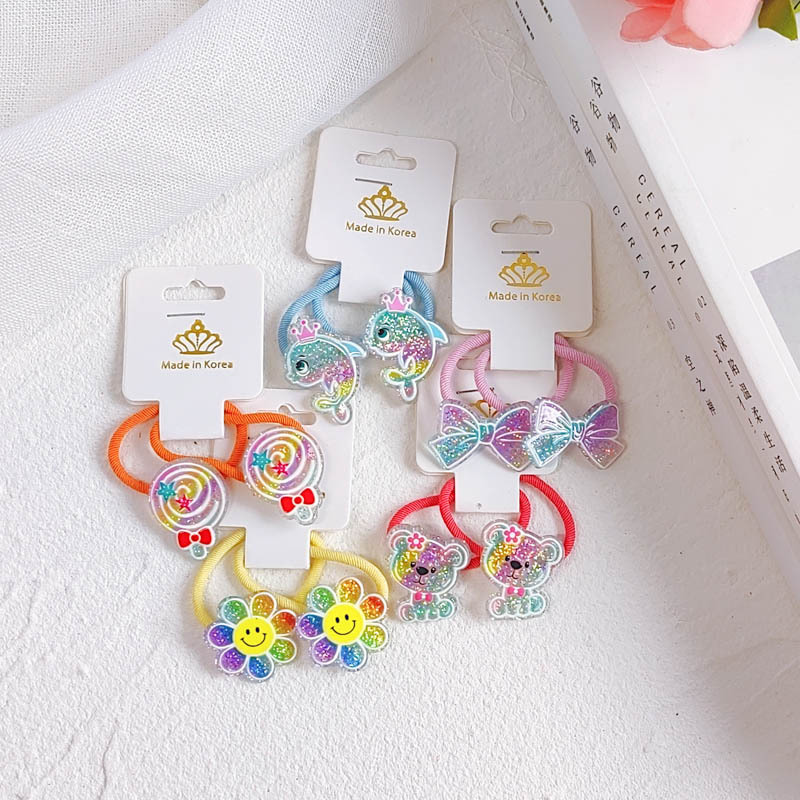 Kids Outdoor Decor - 2PCS Regenbogen Gradienten Pailletten Prinzessin Headwear