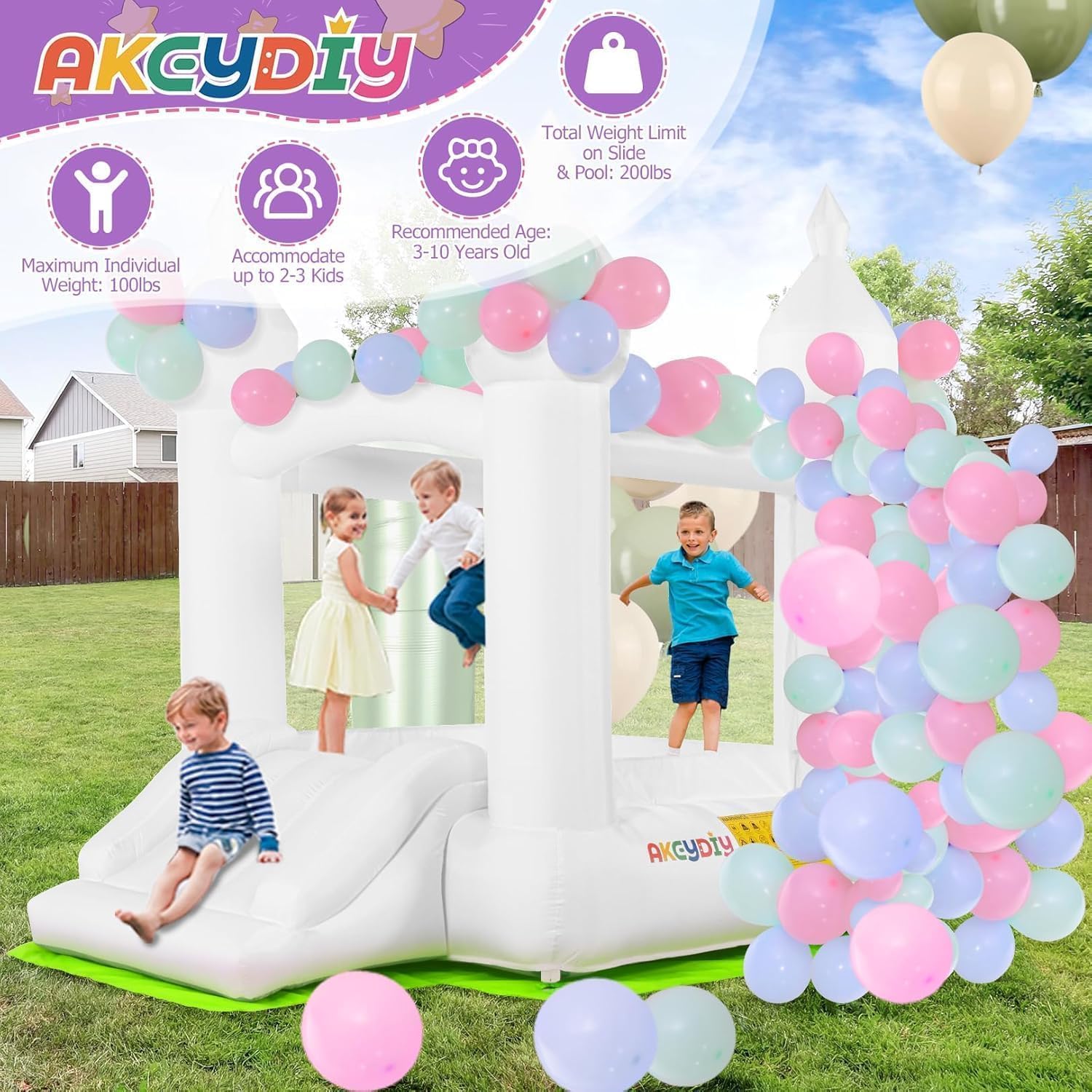 Weißes Hüpfburg-Set für drinne – Kids Outdoor House Bewertung und Preis