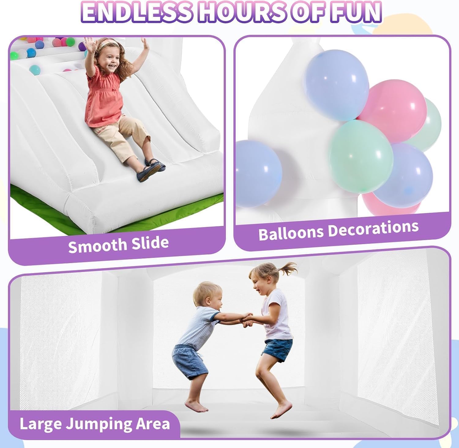 Weißes Hüpfburg-Set für drinne – Kids Outdoor House Bewertung und Preis
