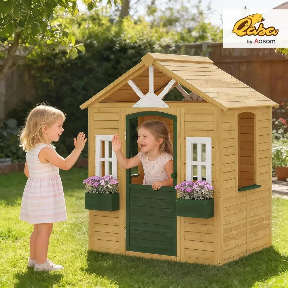 Qaba Outdoor-Spielhaus, Holzsp – Qaba Kids Outdoor Playhouse Bewertung und Preis