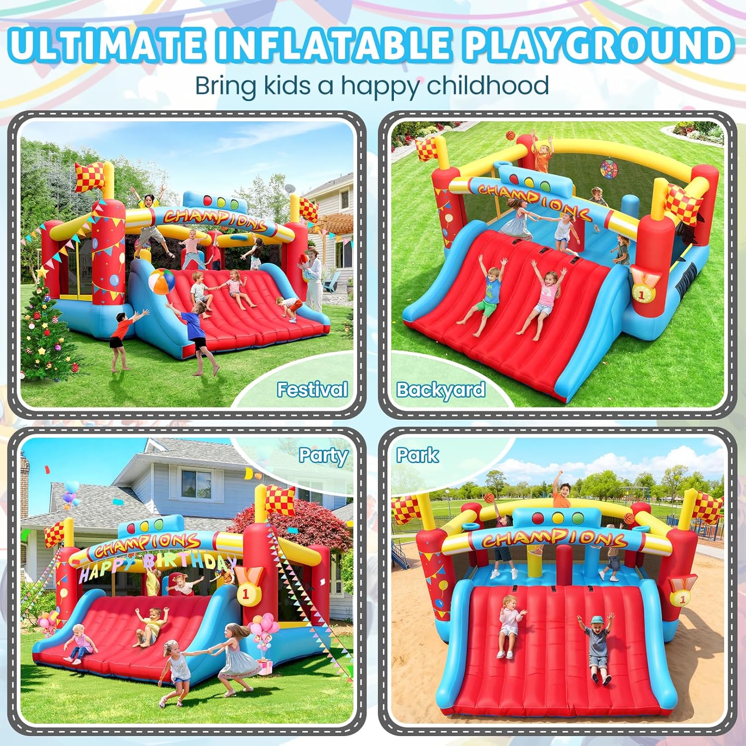 Großes Aufblasbares Hüpfhaus f – Kids Outdoor House Bewertung und Preis