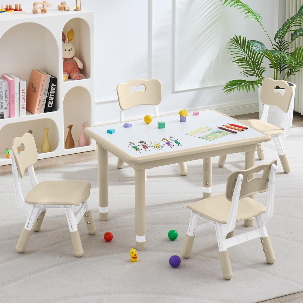 Kindertisch- und 4-Stühle-Set, – Kids Outdoor Table And Chairs Bewertung und Preis